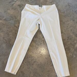 Ralph Lauren Women’s White Straight Leg Pant with Zip at Ankle Size 14
